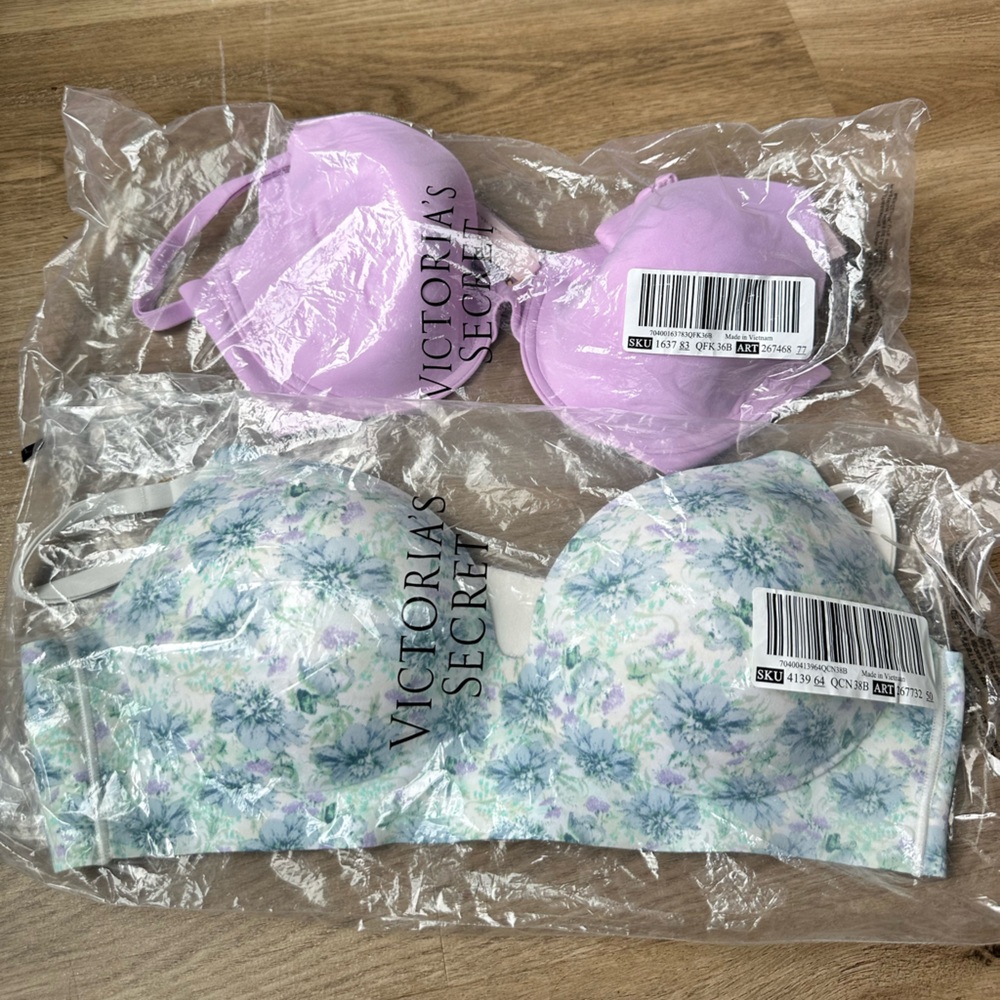 Victoria's Secret set 2 bras NWT Cream and Purple Bras Intimates Collection
